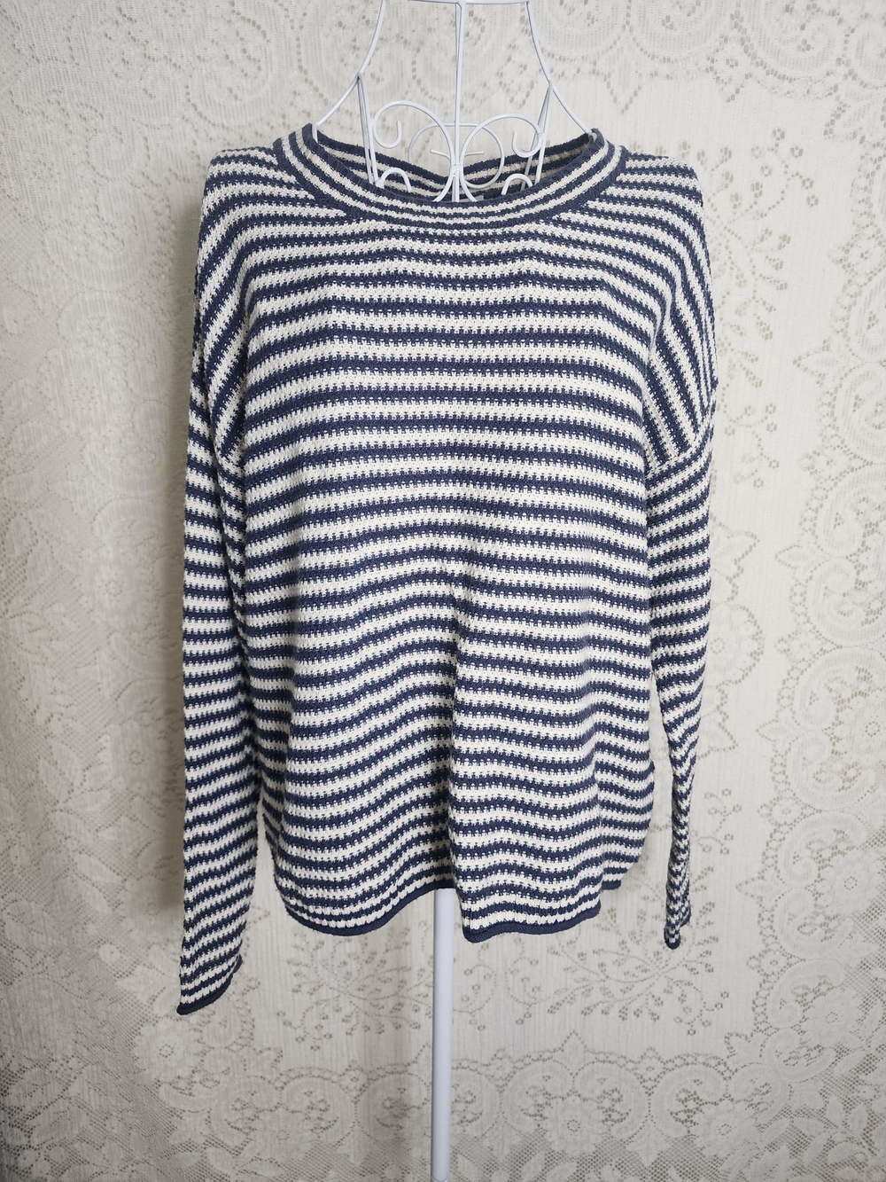 Madewell Navy & White Striped Crewneck Sweater